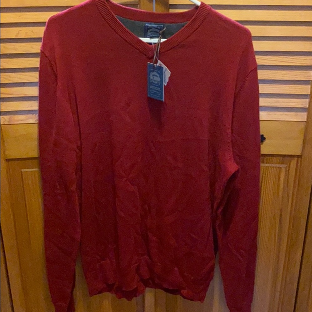 Beautiful Cranberry Mens V neck Sweater